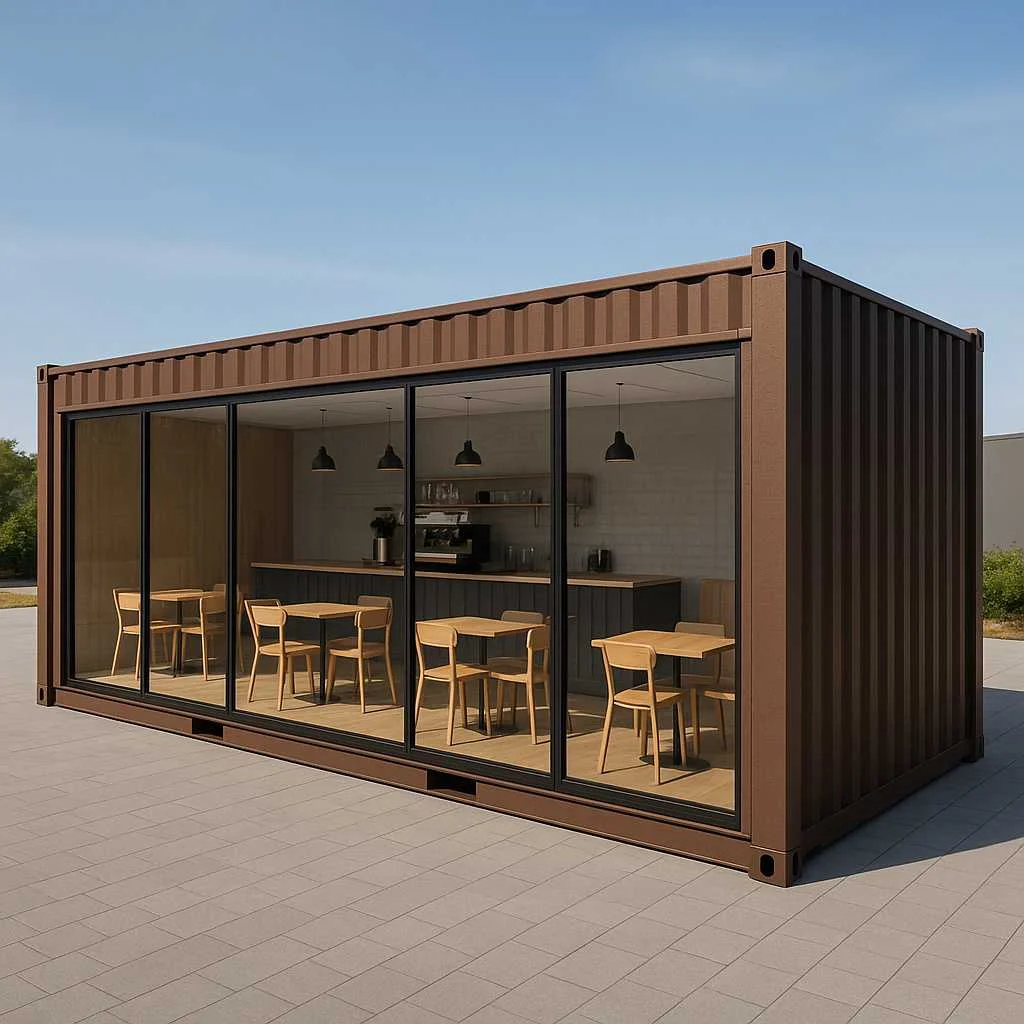 Container cafe 20 feet kính mặt tiền
